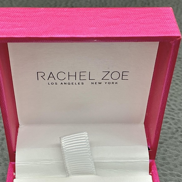 Rachel Zoe Earrings Huggie Leverback 925 Silver Cubic Zirconia White Stone Box - Picture 4 of 8